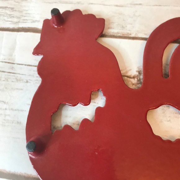 Red Enamel Cast Iron Rooster Trivet - Picture 5 of 7